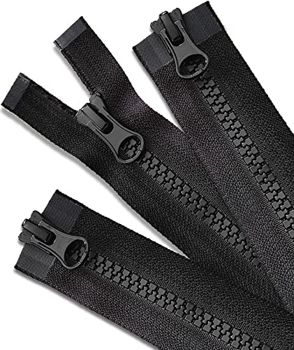 WAVEBEEXS 5mm Kunststoff Reißverschluss Teilbar, 3 Stück Reissverschluss 63 cm für Jacke, Nr.5 Jacke Reißverschlüsse Kaufen, Plastik Reißverschlüsse für Jacken, Mantel, Daunenjacke, Sweatshirt-25 inch