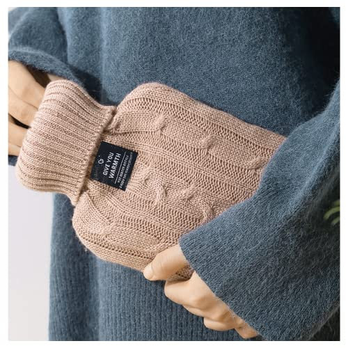 VVLXRIC BauchWärmer, Warme FüßE Wassereinspritzung Wärmflasche Zum Umbinden, Plüsch Warm Lange Wärmflasche Nachts,Khaki