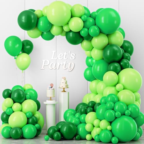 Green Balloon Garland Arch Kit, Kelfara Latex Balloons 109pcs Different Sizes 18/10/12/5 Inch, Party Balloons for Wedding Graduation Anniversary Green Jungle Forest Themed Birthday Party Decorations
