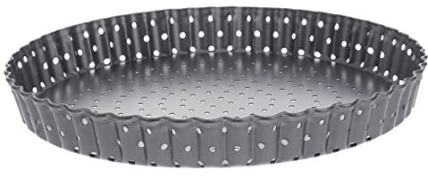 SOLUSTRE Non-Stick Carbon Steel Round Pizza Pan with Removable Perforated Bottom, 8-inch Baking Tray for Oven Pizza and Quiche Baking