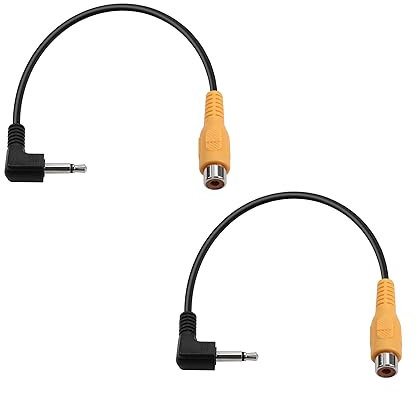 PNGKNYOCN Cavo corto da 1/8 pollici TS a RCA, 2 confezioni da spina mono ad angolo retto da 3,5 mm a presa RCA adattatore audio per altoparlanti, subwoofer, amplificatore (20 cm)