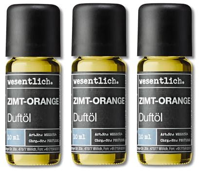 wesentlich. Duftöl Set - harmonische Duftkompositionen für Duftlampe, Diffuser und Kerzen – 3er Set Zimt-Orange