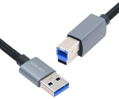 CY Câble USB 3.0 Type-A mâle vers standard 3.0 B mâle argent 5 Gbps pour disque SSD caméra données 30 cm