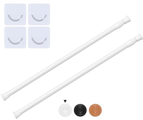 2 Stück weiße kleine Spannstange 30,5 bis 50,8 cm verstellbare Spannstange Mini-Schrankstange Federstange ohne Bohren kurze Spannstangen für Fenster, Schrank, Küchenschränke, Kühlschrank
