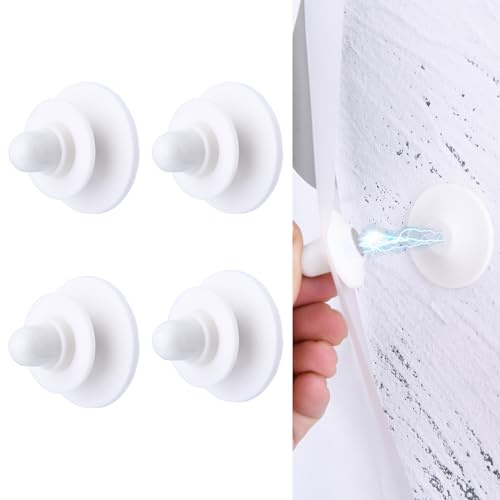 LEKUSHA Magnetic Shower Curtain Clips, Nail-Free Sealant Glue Splash Guard Clips, Keep Curtain Liner Closed to Wall, Stop Liner from Billowing, Prevent Water Off Floor, White, Pack of 4