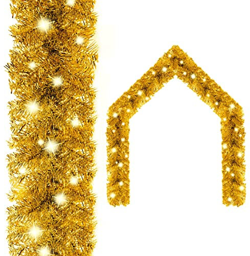 BaraSh Weihnachtsgirlande mit 10 m Golden Weihnachtsdeko Girlande Beleuchtung Weihnachten