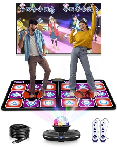 Acelufly dansmatta, elektronisk dansmatta för TV med kamera, dubbla dansmattor med trådlös handkontroll, halkfri dansspel Fitness Pad för barn Vuxna, present för flickor pojkar (Svart)