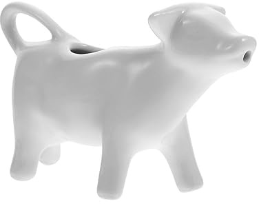 Moxeupon Milchkännchen Porzellan Kuh Sahnekännchen Hitzebeständiger Cartoon-Milchkännchen In Kuhform Getränkespender Kaffeesahne Dispenser Weißen Kleine Kaffeemilch Creamer Krug Für Küche Kaffee Tee