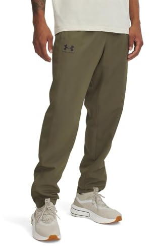 Under Armour Uomo Rival Woven Windbreaker Pant, Pantaloni Tuta Impermeabili Resistenti alle intemperie, Pantaloni Sportivi Lunghi, Leggeri e Comodi,Marine OD Green/Marine OD Green/Black,MD