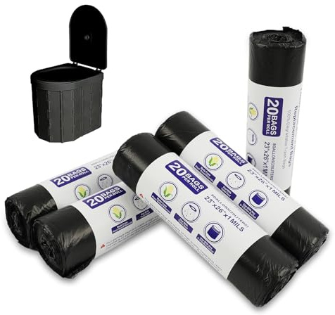 100 Stück Toilettenbeutel Campingtoilette 30L, Schwarz Biomülltüten | Toilettenbeutel Bio Müllbeutel für Trenntoilette Biomülltüten Reisetoilette Campingtoilette Beutel Camping Wandern Reisen