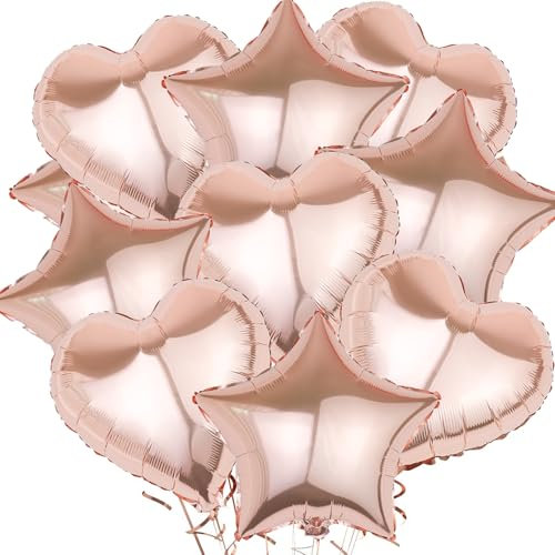 KOBOKO Herzluftballons Helium Rosegold, Herz Stern Folienballon Hochzeit, Stern Ballon Rosegold Geburtstagdeko, Helium Luftballons Herz Hochzeit Geburtstag Deko Valentinstag