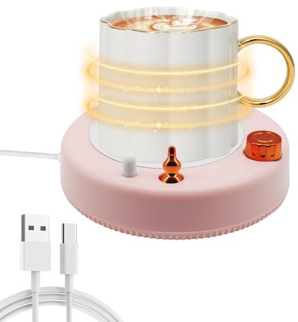 HASAIKA® Chauffe Tasse de Café, USB Coaster Warmer Chauffe-Tasse, Convient pour réchauffer Les Boissons telles Que Le café, Le thé et Le Lait à la Maison ou au Bureau (Rose)