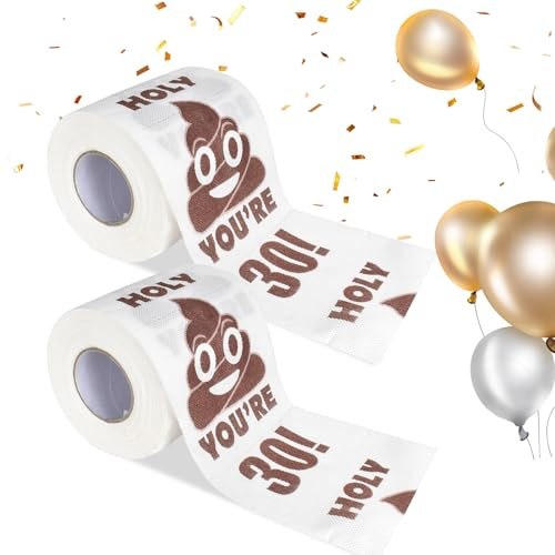 2 Rolle 30 Geburtstag Toilettenpapier mit je 250 Blatt Weich Toilettenpapier 3 Lagig mit Motiv Kreatives und Lustiges Klopapier für Freunde,Familie,Geburtstag Party Dekorationen