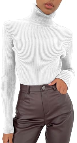 Cashmere Jumpers Ladies Women Soft Sweater Slim Fit Lightweight Long Sleeve Turtleneck Tops Undershirt Sexy Knitted Warm Fitted Fashion Pullover Sweater Sexy Jumpers for Women UK Sales