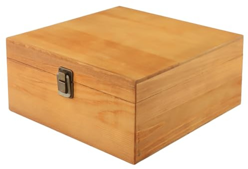 Case Wooden Storage Box Household Box Burr-Solid Gift Large Capacity Multiple Sizes Pine Retro Metal Lock Retro Classical Decorative Wooden Box(S14.5x14.5x10cm)