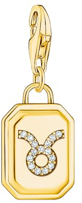 THOMAS SABO Charm-Anhänger Sternzeichen Stier mit Steinen vergoldet 925 Sterlingsilber, 750 Gelbgold Vergoldung