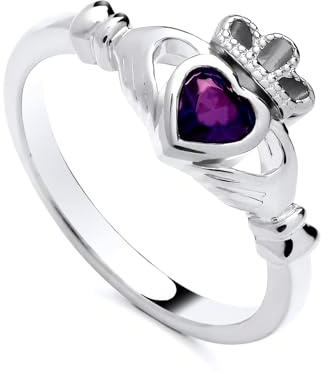 Sterling Silver 925 Amethyst CLADDAGH Irish Celtic Ring size K to S - Love Loyalty & Freindship