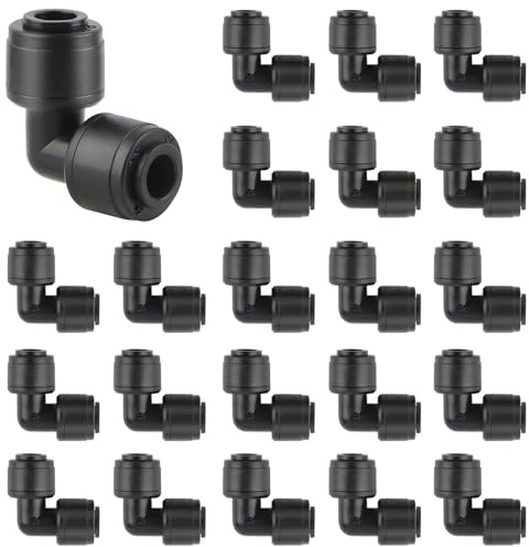 Kalolary 30PCS Quick Connect 1/4 Drip Irrigation Elbow Coupling Connector, Universal 90 Degree Elbow Fitting for 1/4 Inch Irrigation Tubing, Leak Free Fittings for Drip Irrigation System