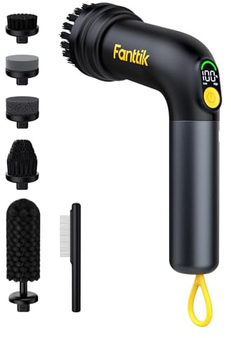 Fanttik G9 Handy Cordless Electric Spin Scrubber, MagnaStorm Motor, Dual-Speed, 5 Brush Heads, LED Display, IPX7 Waterproof, 2500mAh with Type-C Charging, for Kitchen, Sink, Tile, Stove