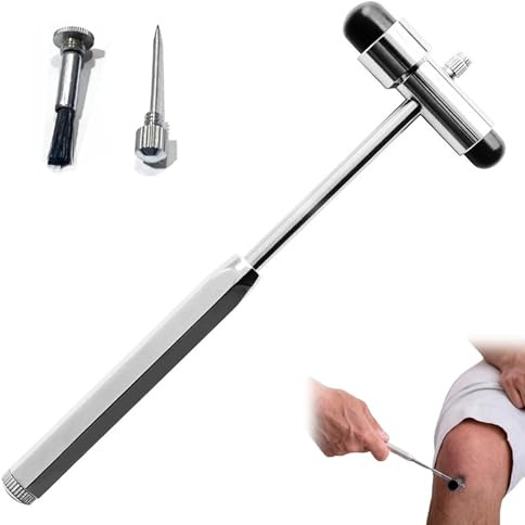 Yuiturt Reflexhammer Medizin mit Eingebautem Pinsel, Neuro Reflexhammer mit Doppel-Kunststoffkopf, Neurologischer Reflexhammer Schwer, Multifunktionaler Reflexdiagnosehammer für Neurologische Tests | Neurologischer Reflexhammer mit Pinsel & Doppelkopf. Schwer, präzise. Ideal für medizinische & neurologische Tests.