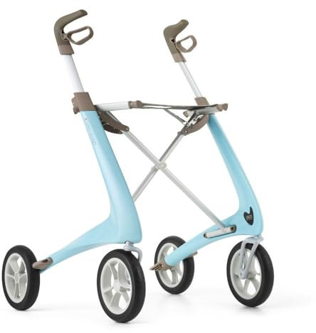 SoNa24 Carbon Ultralight Rollator byAcre - Komfort Sitzbreite 47 cm | Leichtgewichtrollator, Gehhilfe incl. Tasche | Ergogriffe | Softbereifung | Breite 66,5 cm, Länge 66 cm in 3 Farben (morning blue)