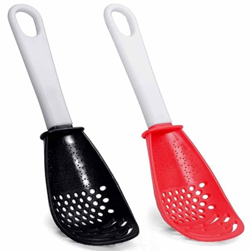 2 cucchiai da cucina multifunzionali con scanalature, cucchiai da cucina in plastica per cucina schiacciare grattugiare aglio bianco uovo separatore schiumarola colino colino