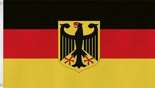 Fahne mit zwei Metallösen zur Befestigung - Größe 90 x 150 cm Farbe Adler Deutschland
