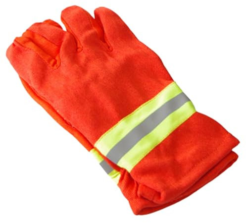 Housoutil Heat Resistant Emergency Rescue Gloves Firefighter Protective Outdoor Work Gloves Reflective Strips, Thickened Flame Retardant Insulation Mitts for Forest Firefighting and Rescue