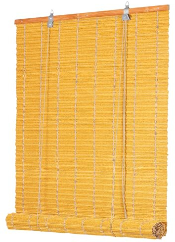 Grandekor PE Outdoor Rollo Wetterfest Bambus Look für Fenster Tür,B80 x H220 cm Natur,Imitation Bambusrollo Sonnenschutz, Blickdicht UV-Schutz für Innen-& Aussenbereich, Einfache Montage