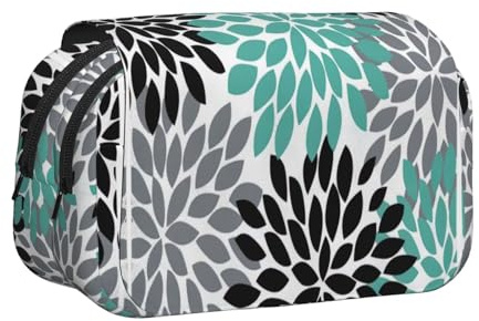 Dahlia Trousse à crayons avec impression de fleurs pour crayons, boîte de rangement pratique pour stylos aquarelle ou marqueurs, Noir , Taille unique, Organiseur de sac