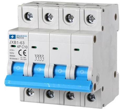 ELEKTRONOVA Interruttore Magnetotermico trifase 4P 10A C10 6kA – 4 Moduli DIN – 380V