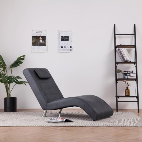 Teenpull Chaiselongue Grau, Wildleder-Optik, Ergonomisches Design, Gepolstert, Robuste Stahlbeine, Bequemer Lounge-Sessel für Wohnzimmer