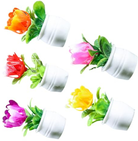 Milisten 5pcs Miniature Flower Pots Realistic Bonsai Ornaments for Doll House for DIY Miniature Gardens and Flowerpot Decorations