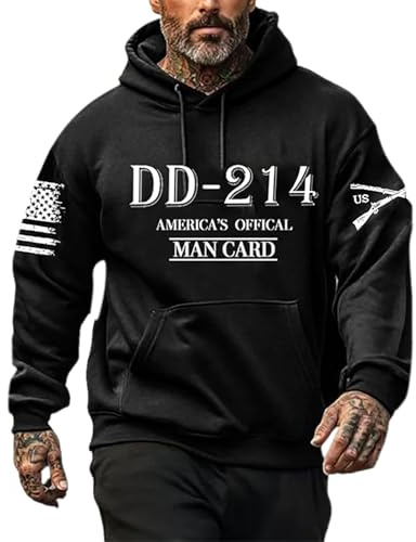 Genérico Ropa Veterano Sudadera con capucha de doble capa estampada para invierno, ocio, negocios, comercio exterior. Sudadera con capucha de moda y cómoda para hombre, tallas grandes, Negro , 4XL