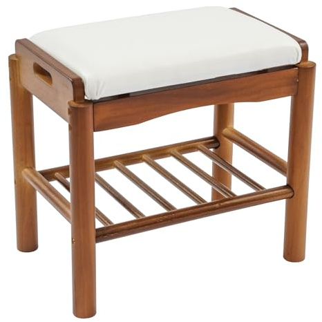 SHZICMY Schuhschrank mit Sitzkissen, Schuhbank Holz Sitzbank mit Sitzfläche und Stauraum, Schuhtruhe für Wohnzimmer Eingangsbereich 45 x 30 x 40cm