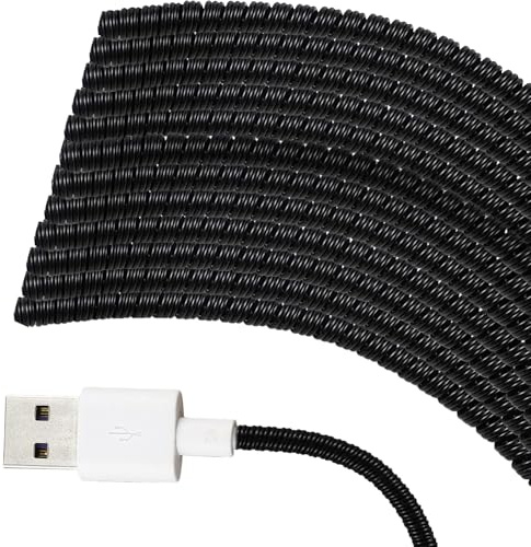 Frienda 20 Pcs Spiral Cable Protector Chargers Cord Protector from Pets No Chew Data Cable Protective Sleeve Headphone Charger Saver Data Lines Cover Wire Repair for Phone USB (Black)