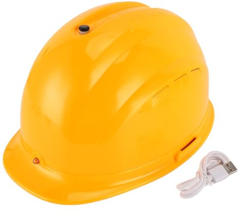 Casque de refroidissement Gearwell, HAURE DU RUPLÉE jaune 8000mAh Solar Power Araproooth Bluetooth double ventilateur Massage de sécurité pour WorkSite