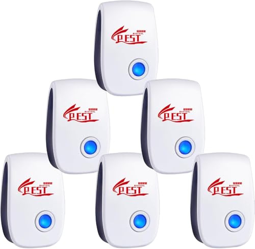 Répulsif Ultrason Anti-Rongeurs Insectes, 6 Pcs Ultrason Anti Moustique Ultrason Souris et Rats, Intérieur Répulsif Électronique Insectes pour Souris, Rats Fourmis Araignées Moustiques