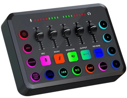Fenteer Audio Mixer Compact 5 Channel Sound Mixer for Party Computer Performance