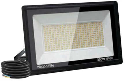Wegoodlife 300W utomhus LED-spotlight, superljus 3 0 000LM LED-spotlight, 3 000 K varmvit utomhuspunkt, IP66 vattentät väggbelysning, säkerhetsbelysning för trädgård, terrass, garage