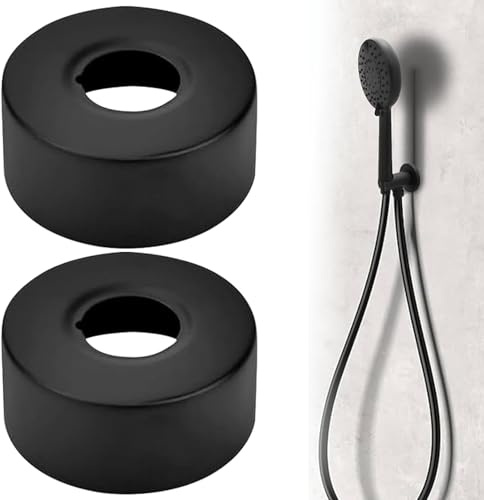 AmiCera 2 Stück Duscharmatur Rosette, 25mm Rohrabdeckung Edelstahl, Abdeckung Abdeckrosette Schwarz, Wasserhahn Rosetten für für Badezimmer Wasserhähne Heizkörper Wasserleitungen Abflussrohren usw