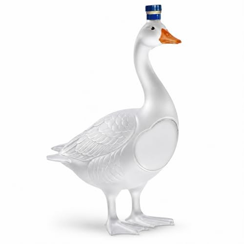 3D Grey Goose Vodka Bottle Glass Decanter, Swan Shaped Liquor Decanter, 350ml Crystal Clear Glass Whisky Decanter for Vodka, Brandy, Wine, Home Bar Decoration & Gift (B)