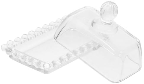SHINEOFI Mantequera de Vidrio con Tapa Elegante y Diseño Clásico, Mantiene Mantequilla Fresca y Resistente a Olores para Refrigerador en Navidad