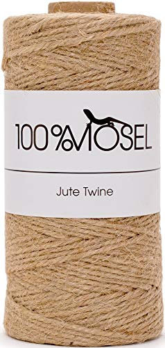100% Mosel Jutekordel, in Naturbraun (2 mm x 100 m), nachhaltige Schnur aus Jute, rustikales Geschenkband für Weihnachten & Adventszeit, Verpackungsmaterial für jeden Anlass