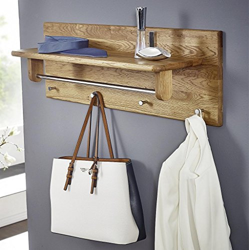 CASA Massivholz Garderobe mit Hutablage 81x30x24cm Harz Asteiche massiv Natur geölt