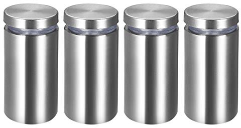 sourcing map 4 Stück Abstandshalter 25×50mm（Dia*H） Edelstahl Schilderhalter Werbeschraube Abstandsschrauben für Schilder Displays, Silber