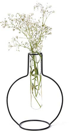 Balvi Vaso Round Silhouette Colore nero Vaso decorativo di vetro e metallo Vaso originale in forma di