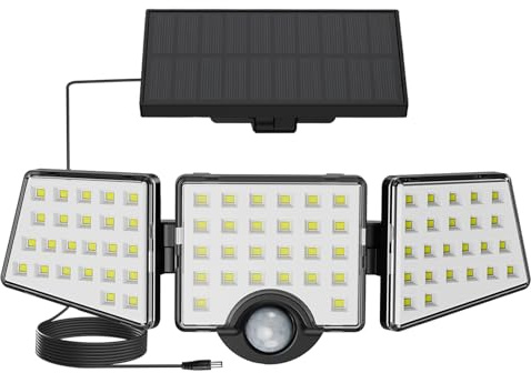 Lepro Solar Lights for Outside, WL5000 Motion Activated Security Lights, Separate Solar Panel, 3 Adjustable Head 270° Wide Lighting Angle, IP65 Waterproof Wall Lamp for Porch Yard Garage