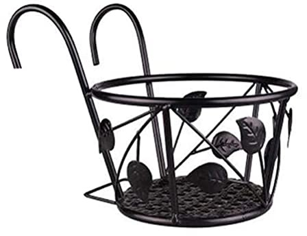 HUSHUI Hanging Railing Iron Planter Baskets Flower Pot Holder,Hanger Metal Fence Rail for Patio Balcony Porch Fence