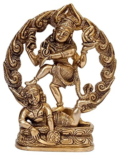 Purpledip Brass Idol Dancing Shiva Nataraja: Rare Design Sammlerstück Statue für Heimtempel (12507)